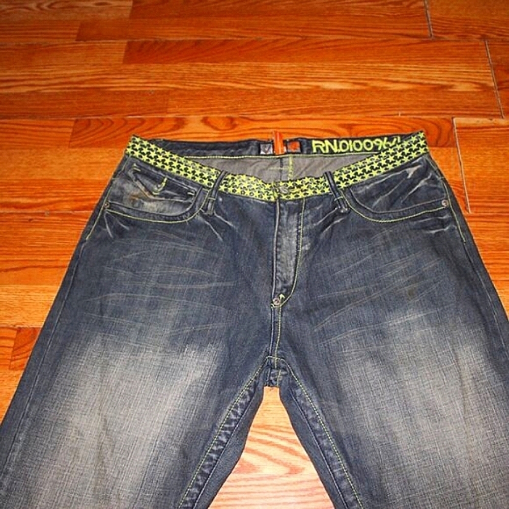 Vintage Akademiks Y2K Hip Hop Jeans 38x32 Baggy Streetwear Graphic 100% Cotton - Picture 12 of 14